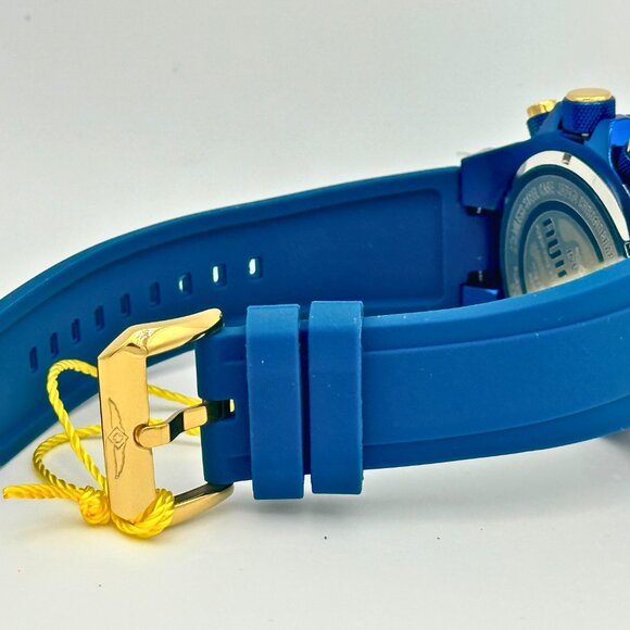 BRAND NEW Invicta Mens Watch Caged Dial Blue Case/Blue Strap Gold Tone Dial - Picture 10 of 10